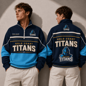 Auspiritmerch Gold Coast Titans Quarter Zip Sweatshirt Custom Name Gifts For Fan