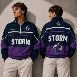 Auspiritmerch Melbourne Storm Quarter Zip Sweatshirt Custom Name Gifts For Fan