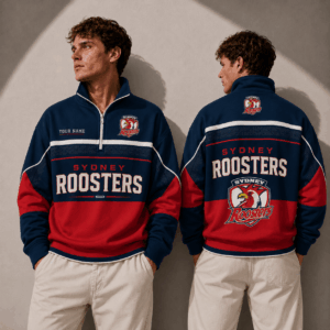 Auspiritmerch Sydney Roosters Quarter Zip Sweatshirt Custom Name Gifts For Fan