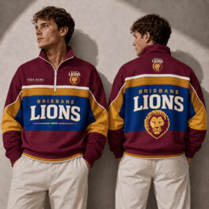 Auspiritmerch Brisbane Lions Quarter Zip Sweatshirt Custom Name Gifts For Fan