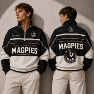 Auspiritmerch Collingwood Magpies Quarter Zip Sweatshirt Custom Name Gifts For Fan