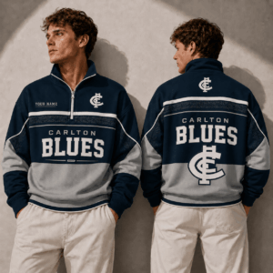 Auspiritmerch Carlton Blues Quarter Zip Sweatshirt Custom Name Gifts For Fan