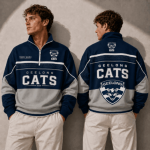 Auspiritmerch Geelong Cats Quarter Zip Sweatshirt Custom Name Gifts For Fan