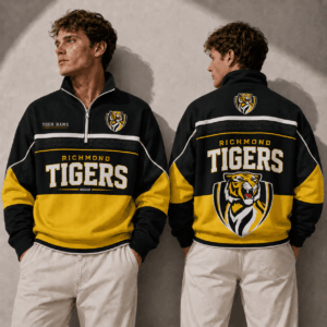 Auspiritmerch Richmond Tigers Quarter Zip Sweatshirt Custom Name Gifts For Fan