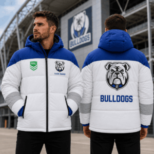 Auspiritmerch Canterbury-Bankstown Bulldogs Waterproof Thickened Down Jacket Custom Name Gifts For Fan