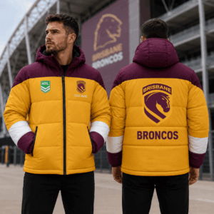 Auspiritmerch Brisbane Broncos Waterproof Thickened Down Jacket Custom Name Gifts For Fan