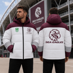 Auspiritmerch Manly Warringah Sea Eagles Waterproof Thickened Down Jacket Custom Name Gifts For Fan
