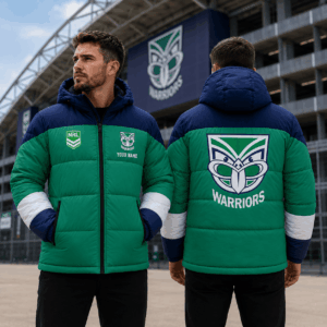 Auspiritmerch New Zealand Warriors Waterproof Thickened Down Jacket Custom Name Gifts For Fan