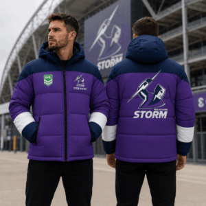 Auspiritmerch Melbourne Storm Waterproof Thickened Down Jacket Custom Name Gifts For Fan