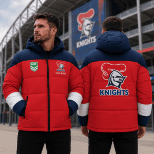 Auspiritmerch Newcastle Knights Waterproof Thickened Down Jacket Custom Name Gifts For Fan