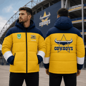 Auspiritmerch North Queensland Cowboys Waterproof Thickened Down Jacket Custom Name Gifts For Fan