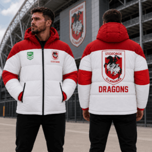 Auspiritmerch St. George Illawarra Dragons Waterproof Thickened Down Jacket Custom Name Gifts For Fan
