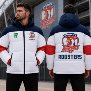 Auspiritmerch Sydney Roosters Waterproof Thickened Down Jacket Custom Name Gifts For Fan