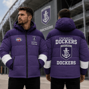 Auspiritmerch Fremantle Dockers Waterproof Thickened Down Jacket Custom Name Gifts For Fan
