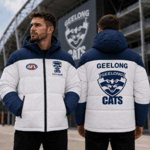 Auspiritmerch Geelong Cats Waterproof Thickened Down Jacket Custom Name Gifts For Fan
