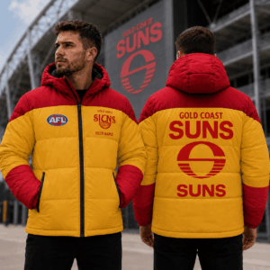 Auspiritmerch Gold Coast Suns Waterproof Thickened Down Jacket Custom Name Gifts For Fan