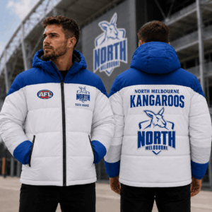 Auspiritmerch North Melbourne Kangaroos Waterproof Thickened Down Jacket Custom Name Gifts For Fan