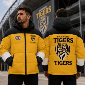 Auspiritmerch Richmond Tigers Waterproof Thickened Down Jacket Custom Name Gifts For Fan