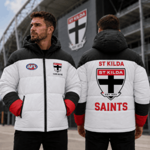 Auspiritmerch St Kilda Saints Waterproof Thickened Down Jacket Custom Name Gifts For Fan