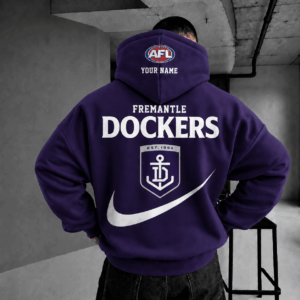 Auspiritmerch Fremantle Dockers Premium Swoosh Personalized HoodieGifts For Fan