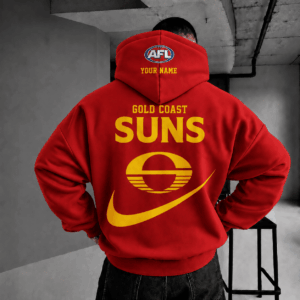 Auspiritmerch Gold Coast Suns Premium Swoosh Personalized HoodieGifts For Fan
