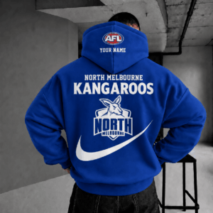 Auspiritmerch North Melbourne Kangaroos Premium Swoosh Personalized HoodieGifts For Fan