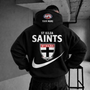 Auspiritmerch St Kilda Saints Premium Swoosh Personalized HoodieGifts For Fan