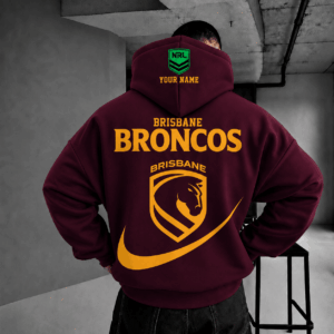 Auspiritmerch Brisbane Broncos Premium Swoosh Personalized Hoodie Gifts For Fan