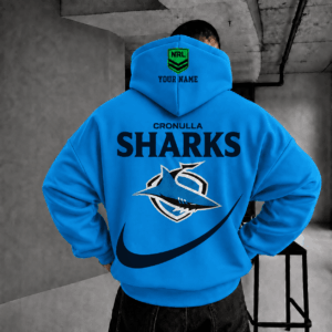 Auspiritmerch Cronulla-Sutherland Sharks Premium Swoosh Personalized Hoodie Gifts For Fan