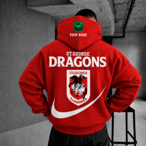 Auspiritmerch St. George Illawarra Dragons Premium Swoosh Personalized Hoodie Gifts For Fan
