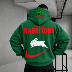 Auspiritmerch South Sydney Rabbitohs Premium Swoosh Personalized Hoodie Gifts For Fan
