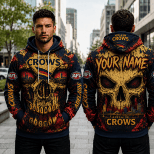 Auspiritmerch Adelaide Crows Skull Hoodie Custom Name Gifts For Fan
