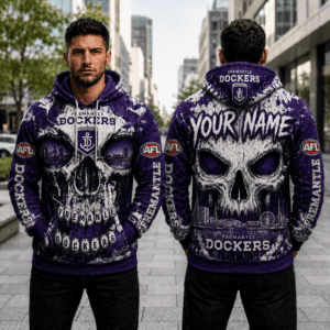 Auspiritmerch Fremantle Dockers Skull Hoodie Custom Name Gifts For Fan