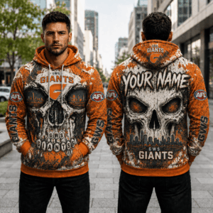 Auspiritmerch Greater Western Sydney Giants Skull Hoodie Custom Name Gifts For Fan