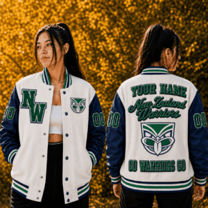 Auspiritmerch New Zealand Warriors Baseball Jacket Custom Name & Number Gift For Fan