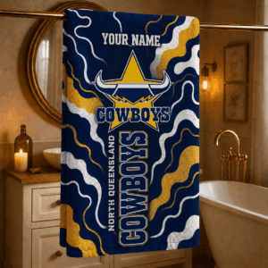 Auspiritmerch North Queensland Cowboys Premium Bath/ Beach Towel Personalized Gift For Fan