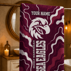 Auspiritmerch Manly Warringah Sea Eagles Premium Bath/ Beach Towel Personalized Gift For Fan