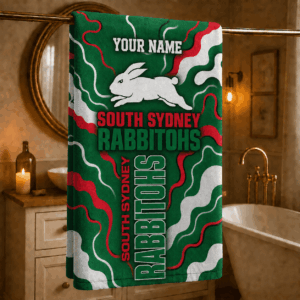 Auspiritmerch South Sydney Rabbitohs Premium Bath/ Beach Towel Personalized Gift For Fan