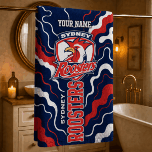 Auspiritmerch Sydney Roosters Premium Bath/ Beach Towel Personalized Gift For Fan