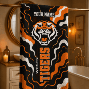 Auspiritmerch Wests Tigers Premium Bath/ Beach Towel Personalized Gift For Fan