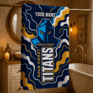 Auspiritmerch Gold Coast Titans Premium Bath/ Beach Towel Personalized Gift For Fan