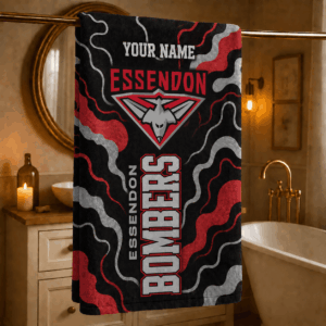Auspiritmerch Essendon Bombers Premium Bath/ Beach Towel Personalized Gift For Fan