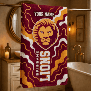 Auspiritmerch Brisbane Lions Premium Bath/ Beach Towel Personalized Gift For Fan
