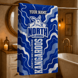 Auspiritmerch North Melbourne Kangaroos Premium Bath/ Beach Towel Personalized Gift For Fan