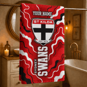 Auspiritmerch St Kilda Saints Premium Bath/ Beach Towel Personalized Gift For Fan