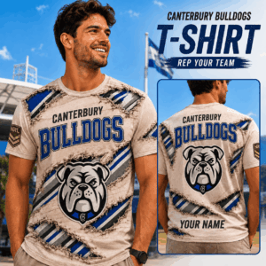 Auspiritmerch Canterbury-Bankstown Bulldogs Team Cool Style T-Shirt Custom Name Gift For Fan