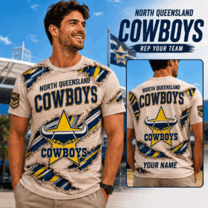 Auspiritmerch North Queensland Cowboys Team Cool Style T-Shirt Custom Name Gift For Fan