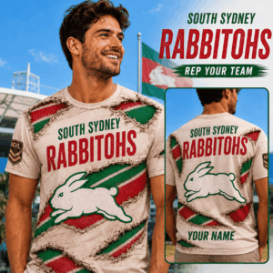 Auspiritmerch South Sydney Rabbitohs Team Cool Style T-Shirt Custom Name Gift For Fan