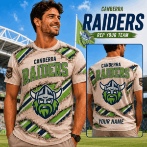 Auspiritmerch Canberra Raiders Team Cool Style T-Shirt Custom Name Gift For Fan