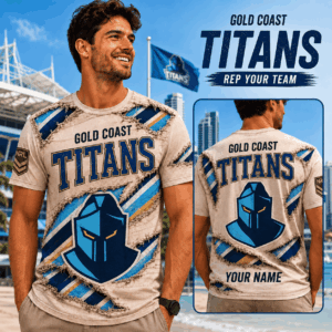 Auspiritmerch Gold Coast Titans Team Cool Style T-Shirt Custom Name Gift For Fan